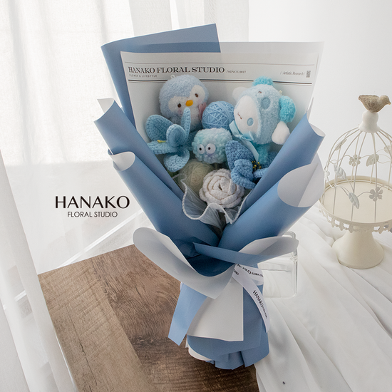 Plush with Crochet Flower Bouquet