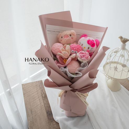 Plush with Crochet Flower Bouquet