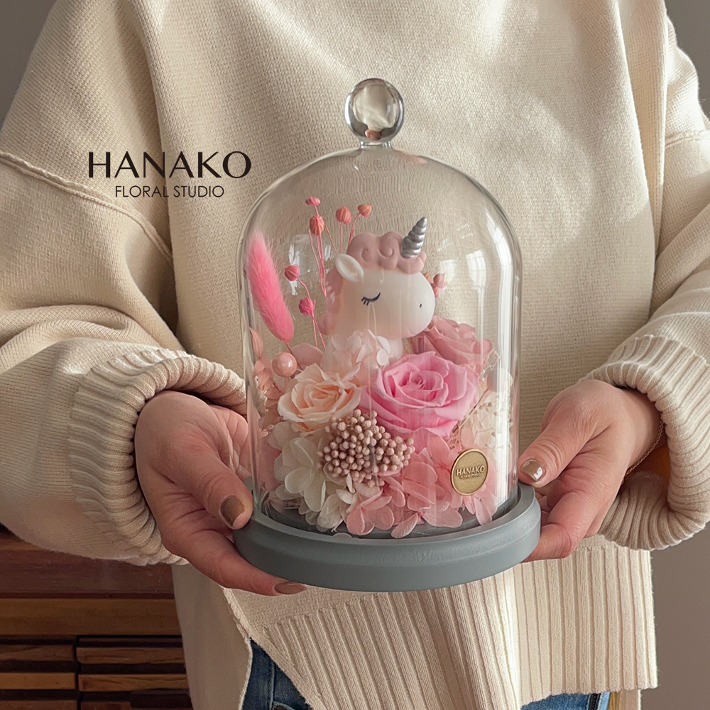 Baby Unicorn Preserved Flower Cloche