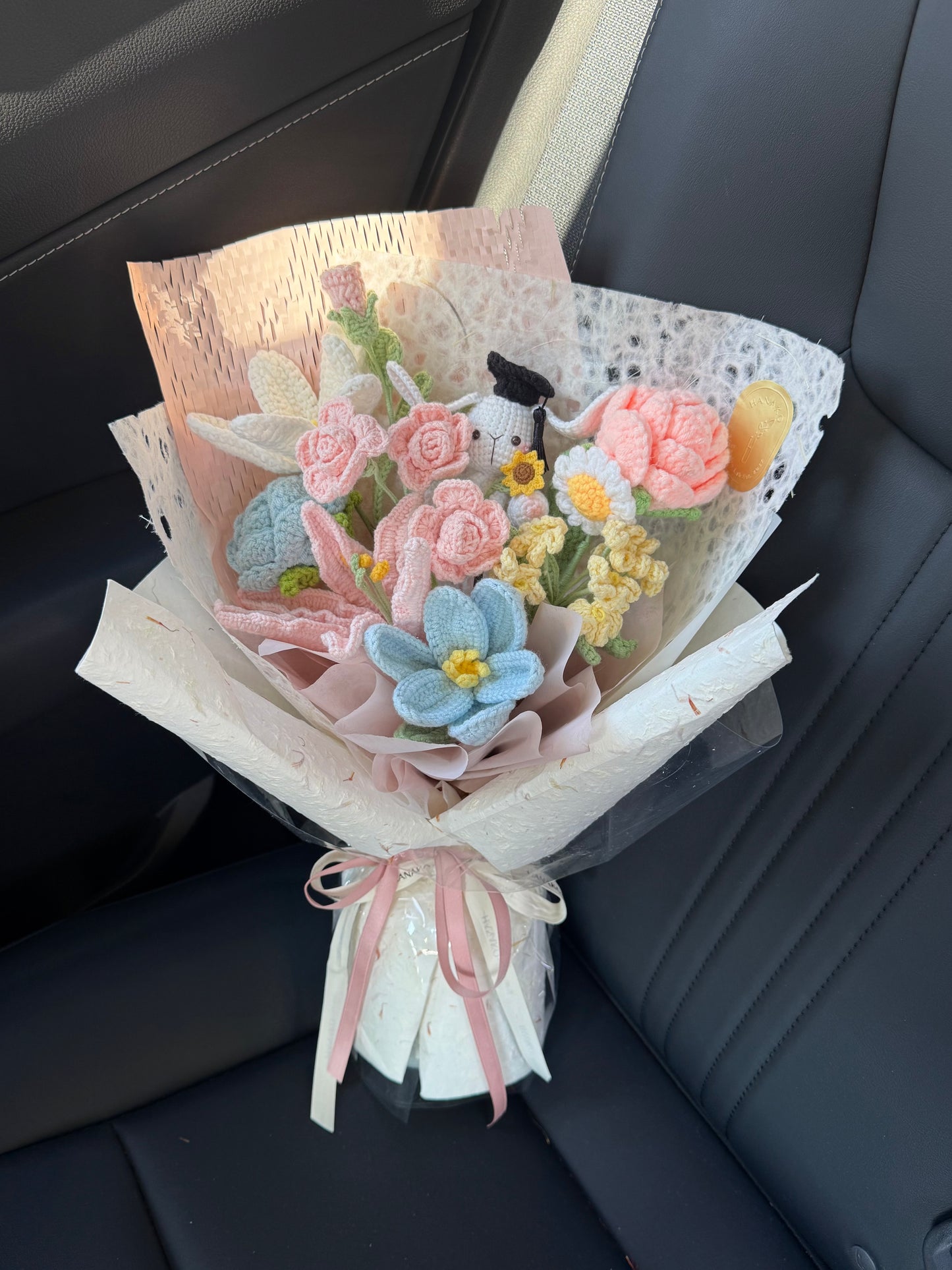 Bunny Keepsake Graduation Crochet Bouquet