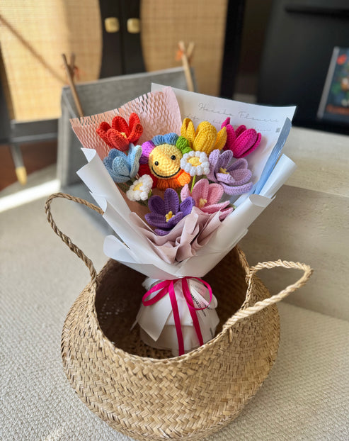 Rainbow Smile Crochet Bouquet