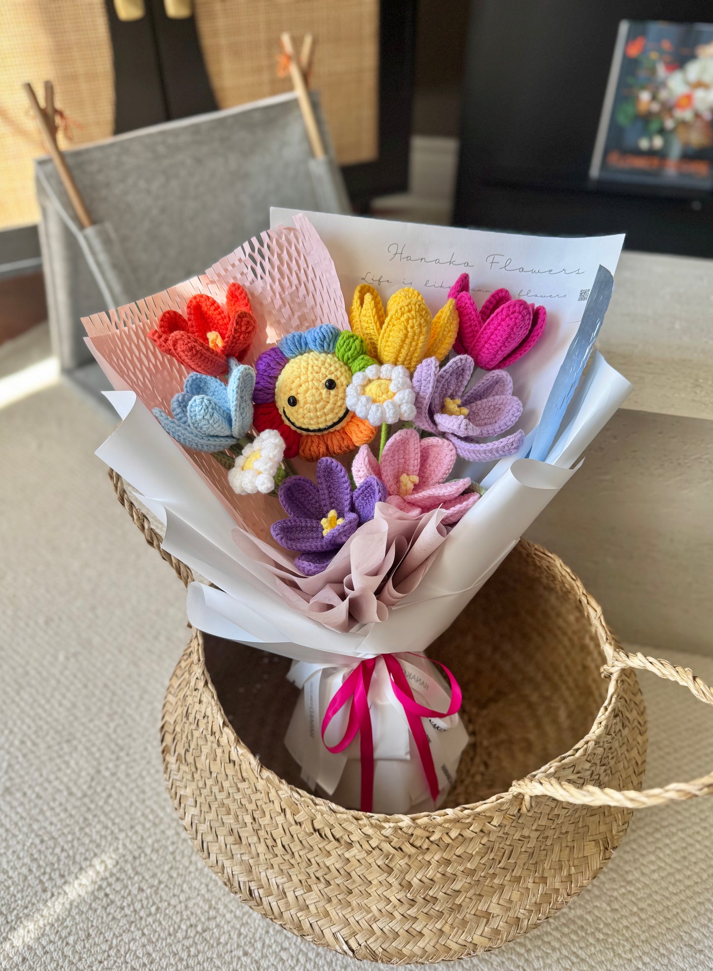 Rainbow Smile Crochet Bouquet