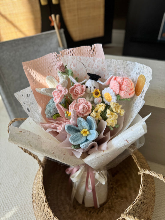 Bunny Keepsake Graduation Crochet Bouquet