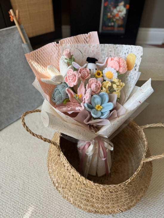 Bunny Keepsake Graduation Crochet Bouquet