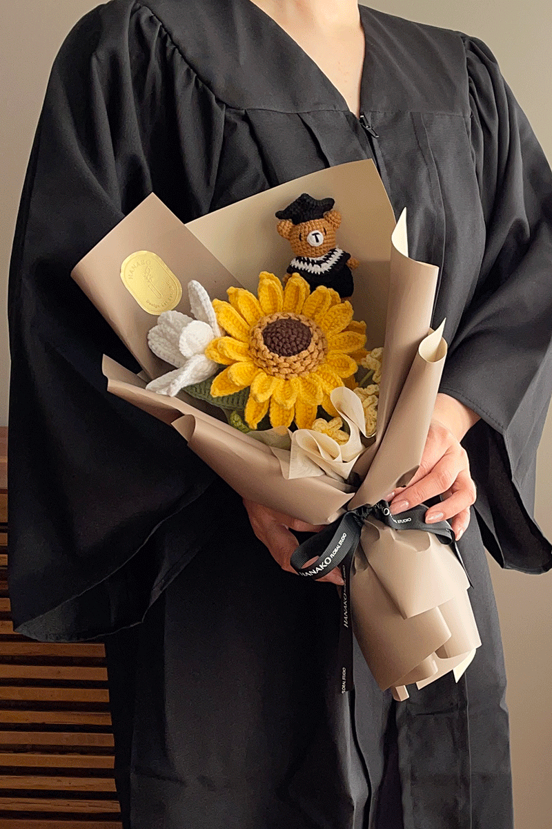 Sunny Scholar Graduation Crochet Bouquet