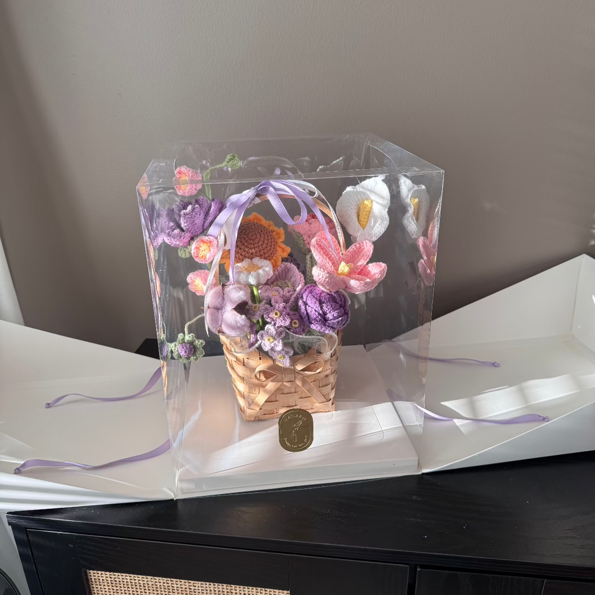 Crochet Flowers Mini Basket