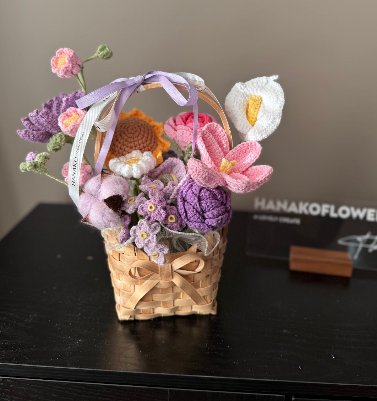 Crochet Flowers Mini Basket